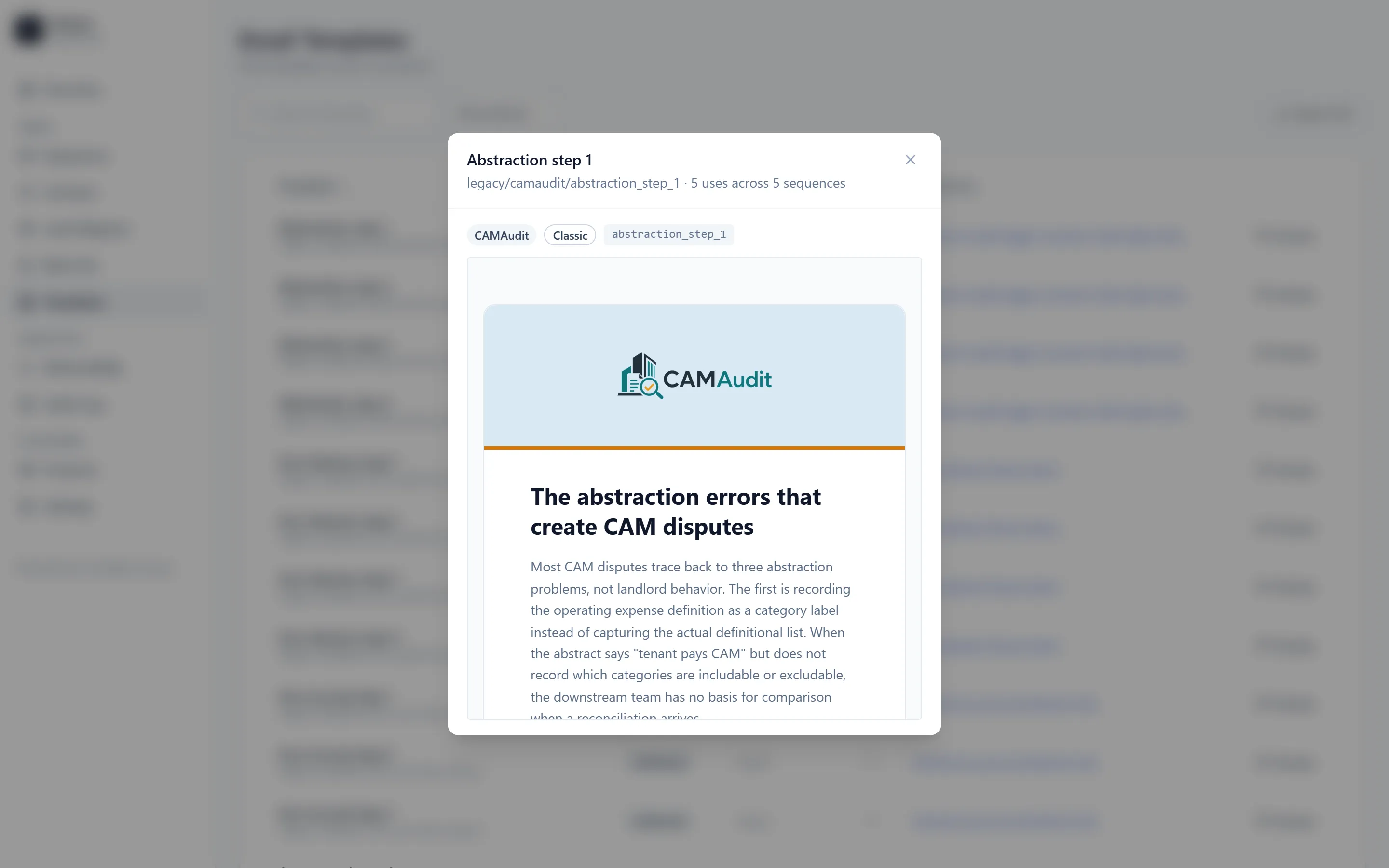 Template preview dialog rendering a marketing email's real HTML inside the dashboard